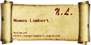 Nemes Lambert névjegykártya